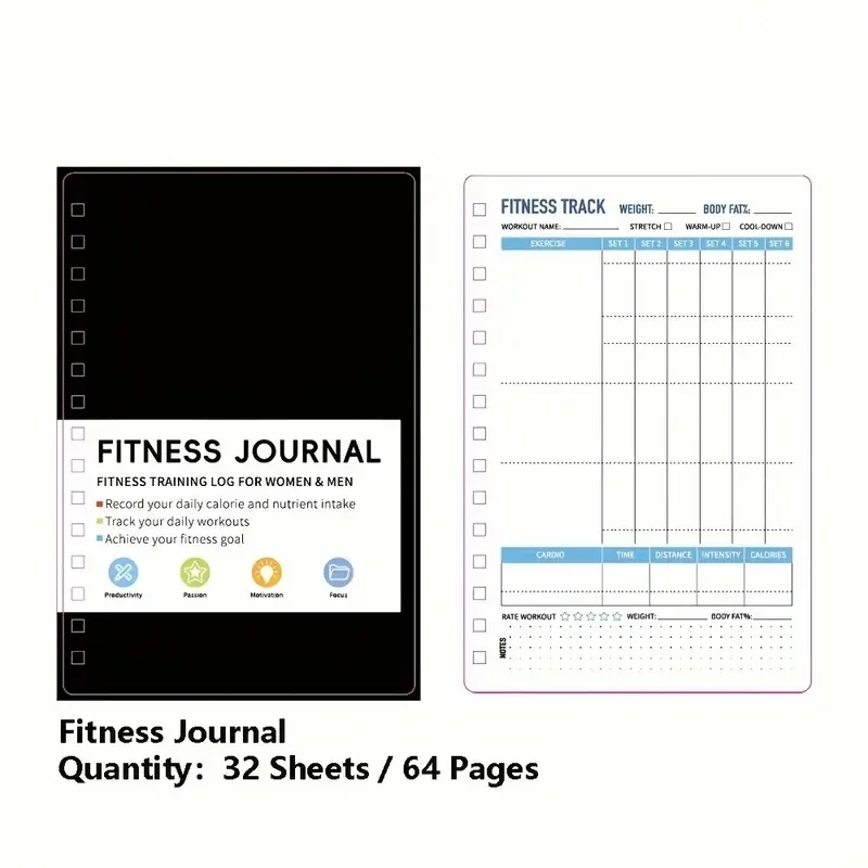 Fitness Nutrition Journal - Notatnik spiralny do codziennych ćwiczeń i